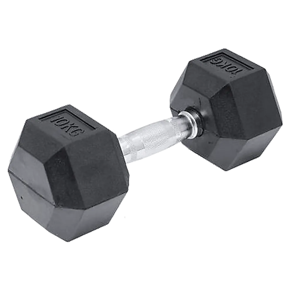 10KG Commercial Rubber Hex Dumbbell Gym Weight