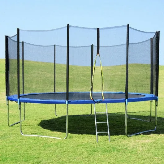 15' Trampoline Combo Bounce Jump Safety Enclosure Net with Ladder