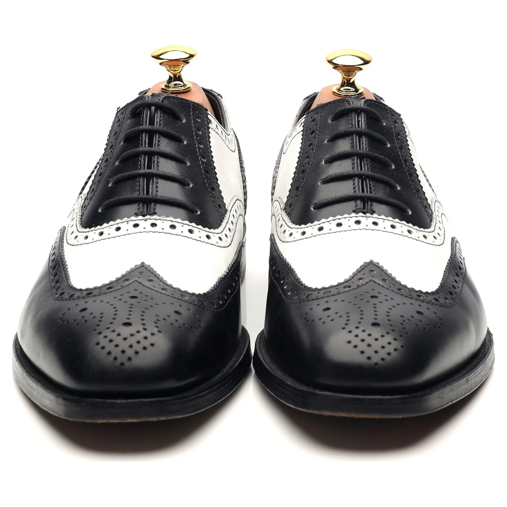 1880 'Sloane' Black White Leather Spectator Brogues UK 6.5 F