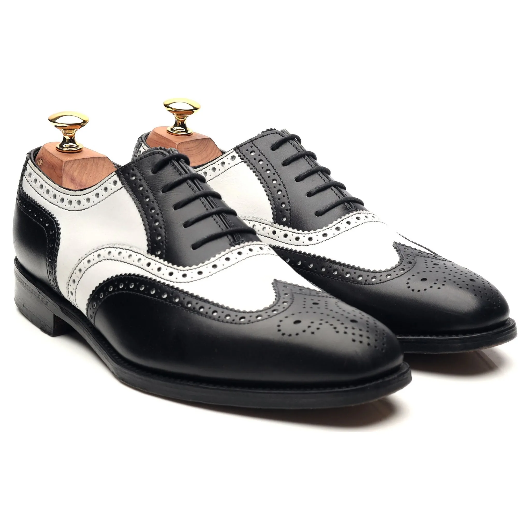 1880 'Sloane' Black White Leather Spectator Brogues UK 6.5 F