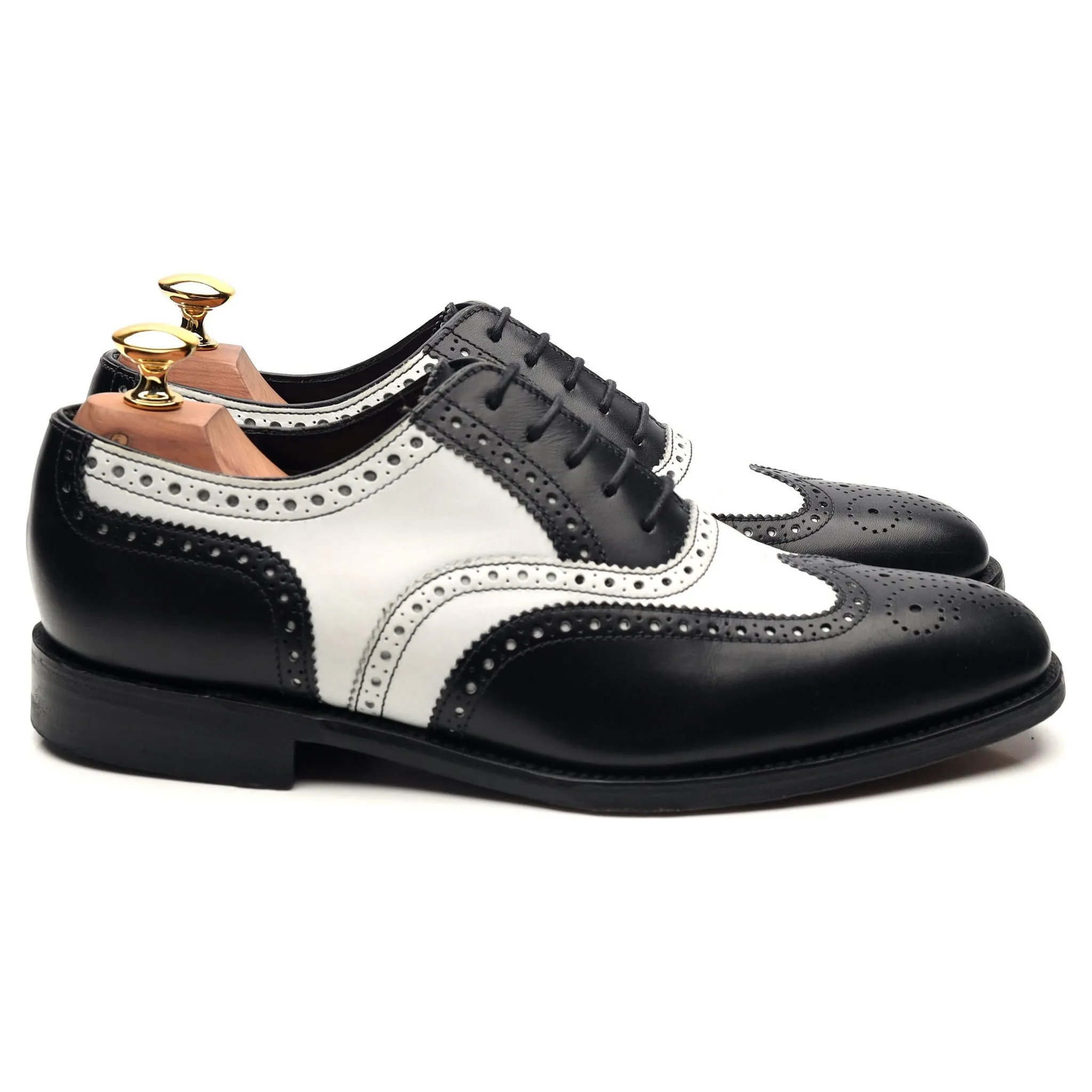 1880 'Sloane' Black White Leather Spectator Brogues UK 6.5 F