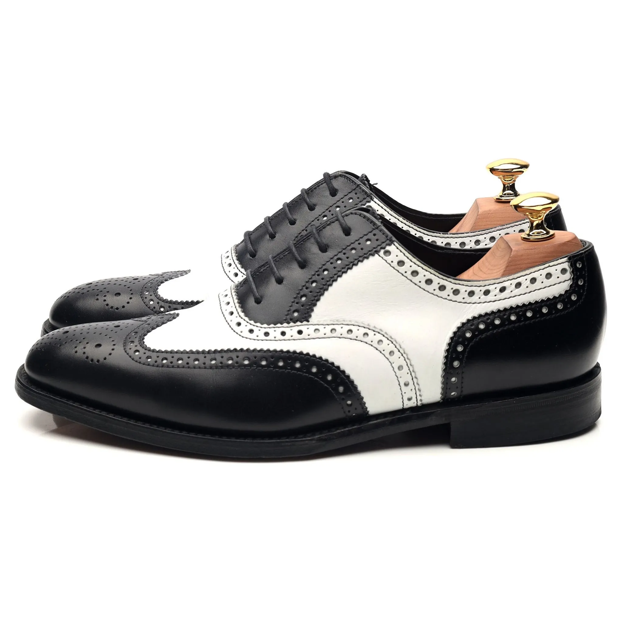 1880 'Sloane' Black White Leather Spectator Brogues UK 6.5 F