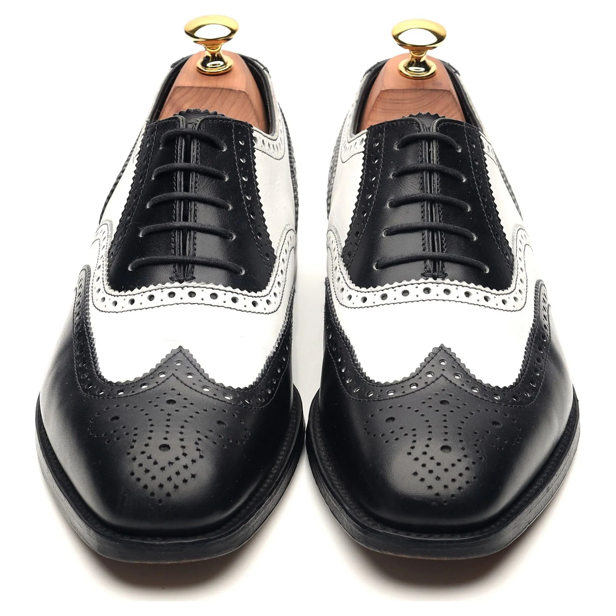 1880 'Sloane' Black White Leather Spectator Brogues UK 6.5 F