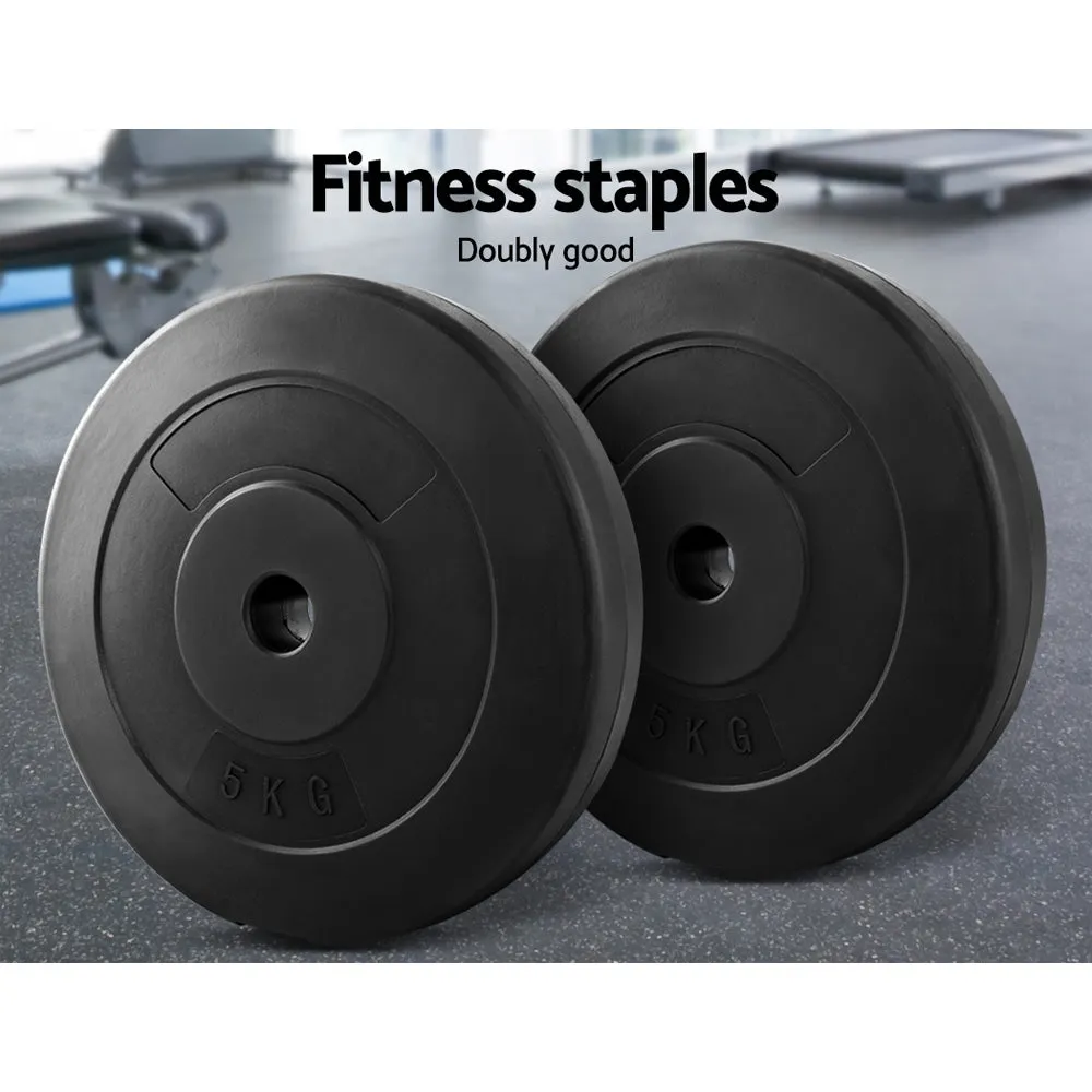 2 x 5KG Barbell Weight Plates Standard Home Gym Press Fitness Exercise Rubber