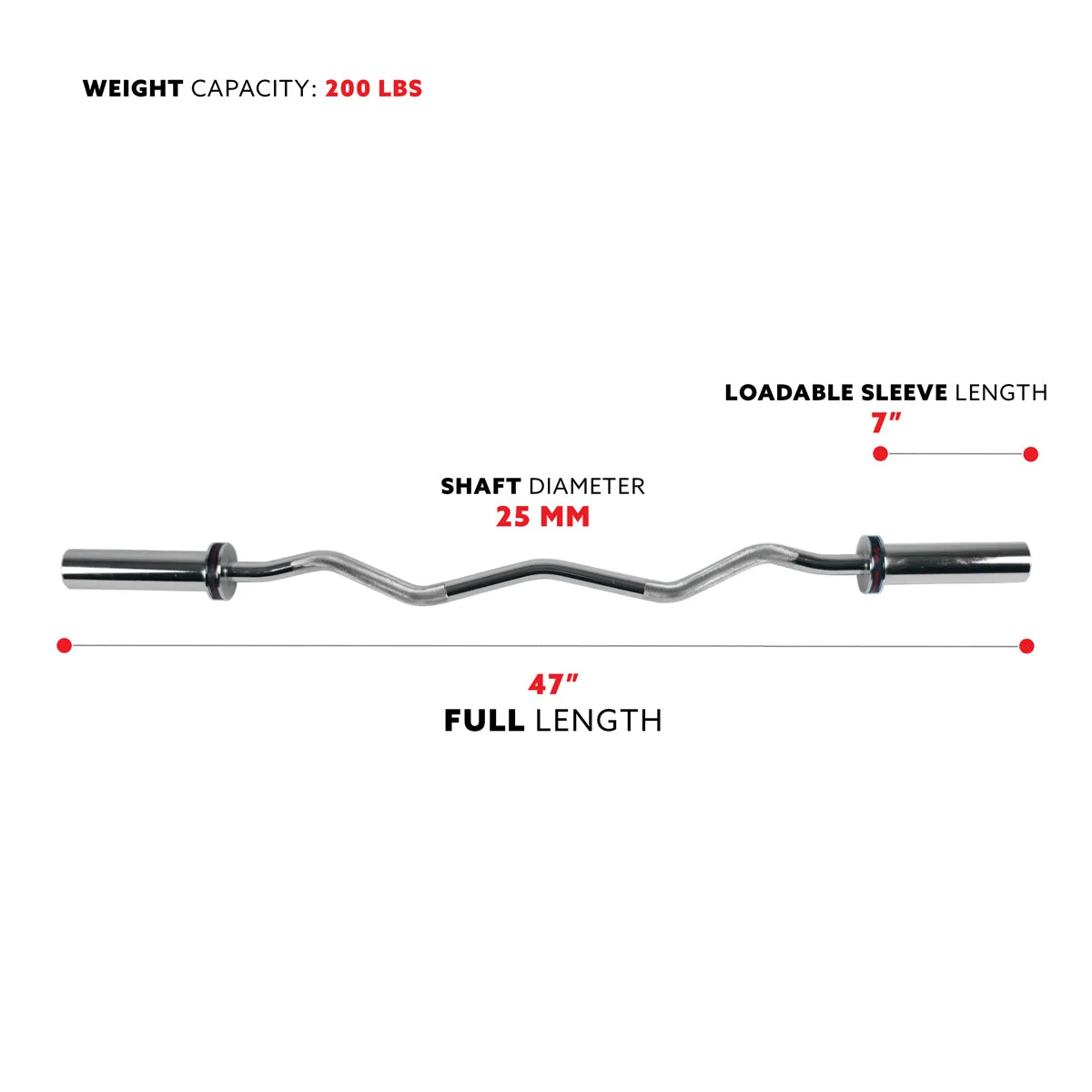 47" Olympic Curl Bar w/ Ring Collars