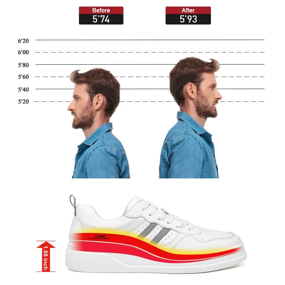 5 CM / 1.95 inches CMR CHAMARIPA White Elevator Sports Shoes for Men - Height Increasing Casual Sneakers