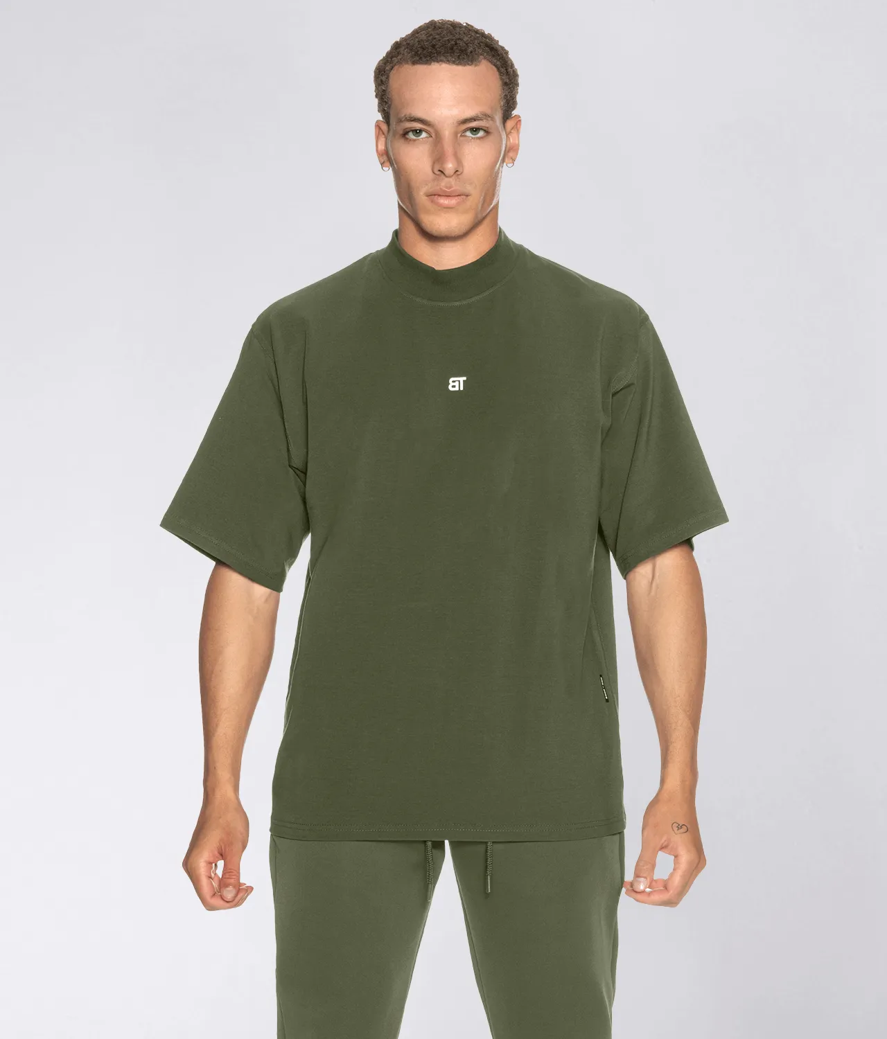 550 . Viscose Regular-Fit Over Size Shirt - Military Green