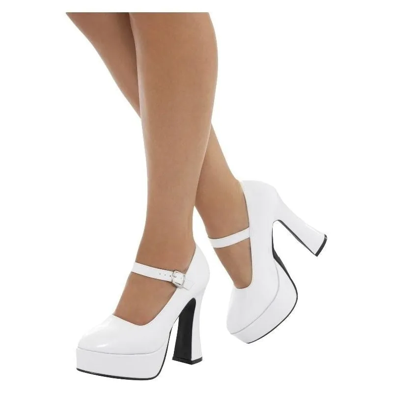 70s Ladies Platform Shoes Adult White 5 Inch Heel