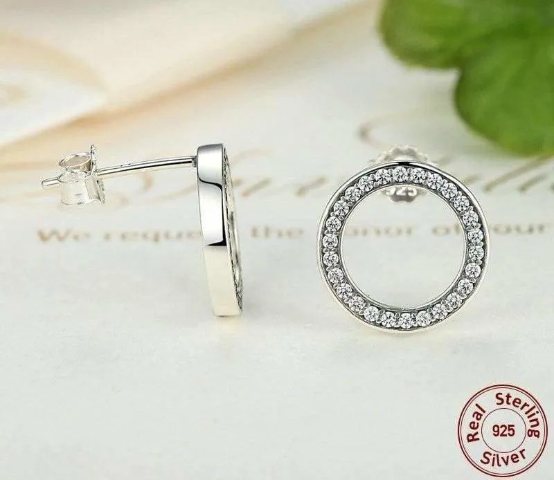 925 Sterling Circular Silver Stud Earrings