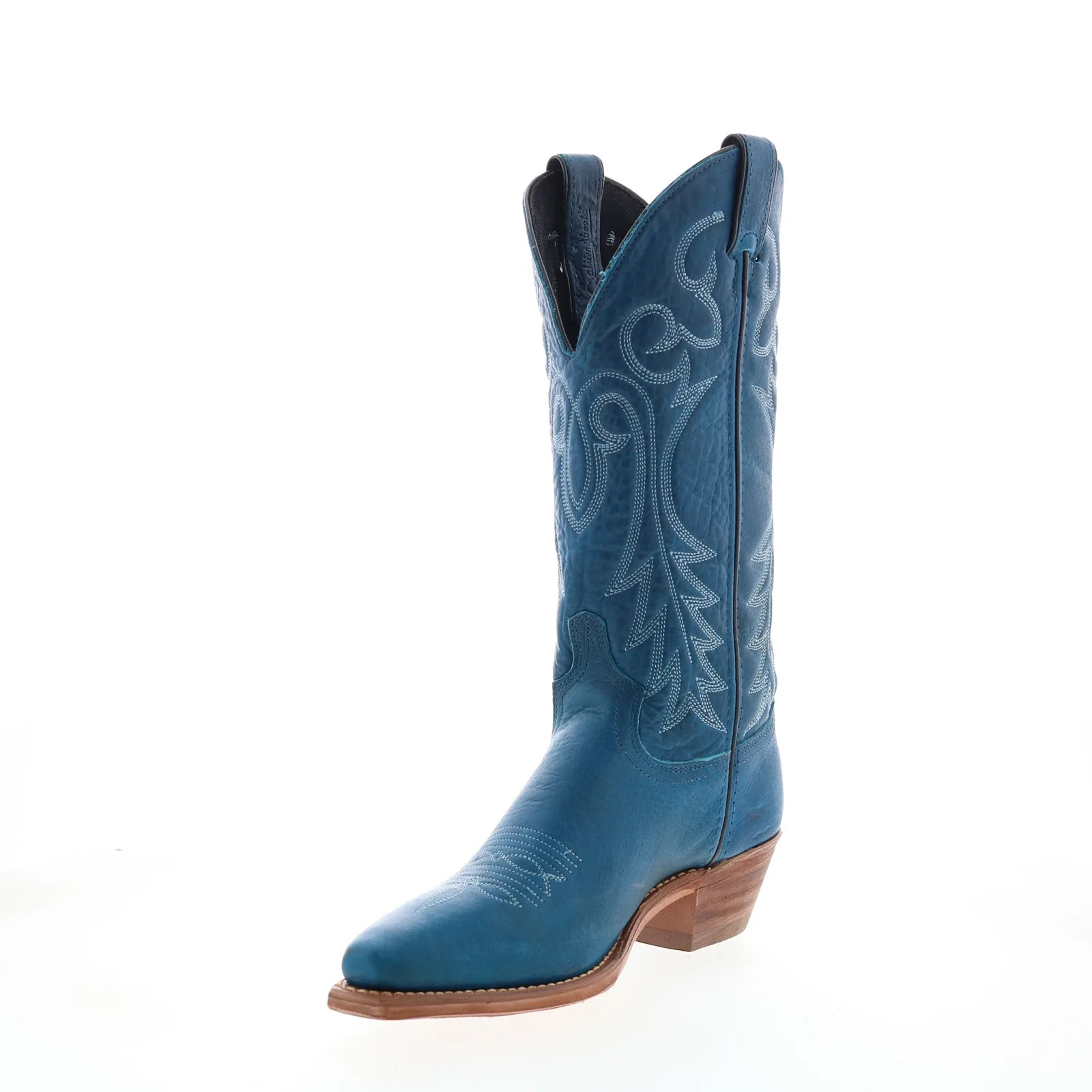 Abilene Boots 9270 Womens Blue Leather Slip On Cowboy Western Boots