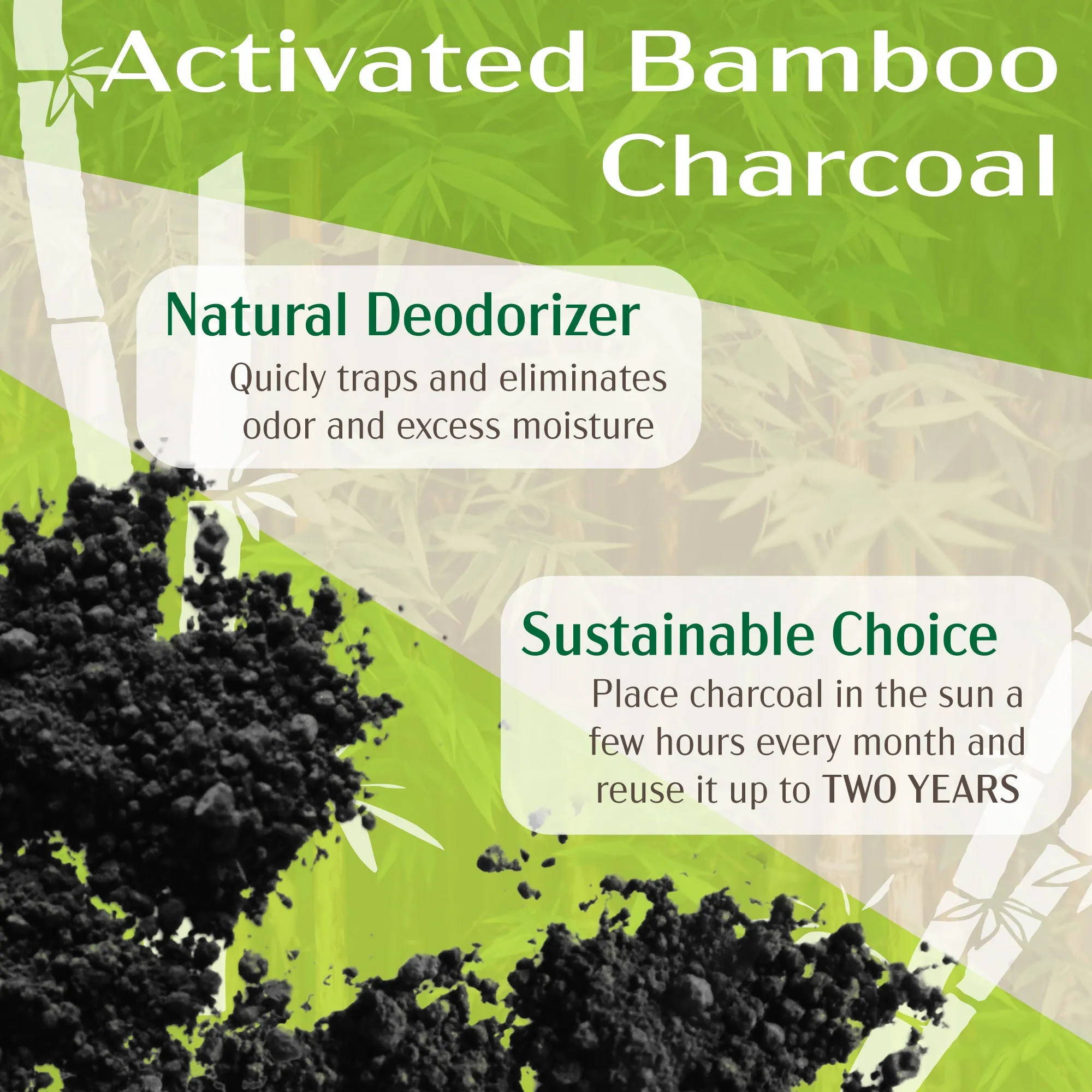 Activated Bamboo Charcoal Air Purifying Freshener Odor Absorber Long Bag, 150g per pair