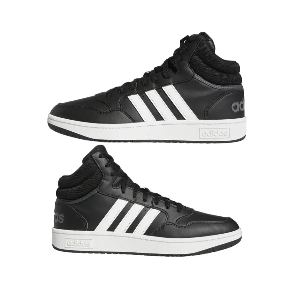 Adidas scarpa sneakers alta da adulto Hoops 3.0 Mid GW3020 nero-bianco