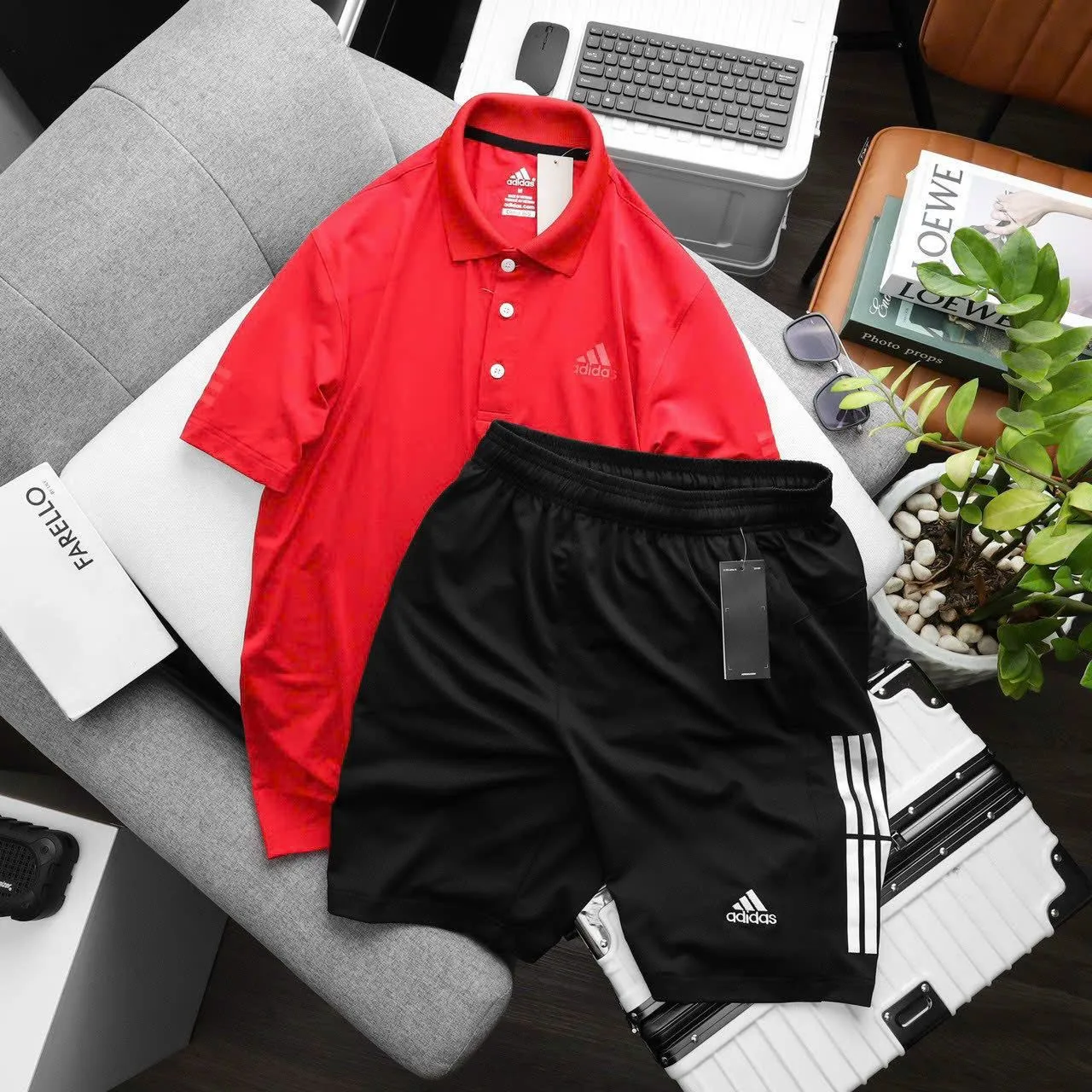 ADIDAS TRAINING SET (POLO TSHIRT AND SHORTS)