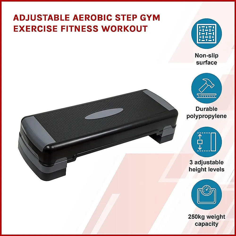 Adjustable Non-slip Aerobic Step with 3 Heights, 250kg