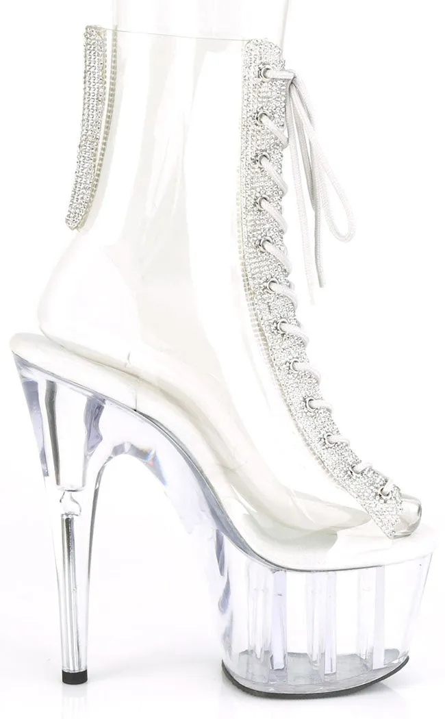 ADORE-1016C-2 Clear Rhinestone Ankle Boots