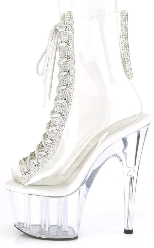 ADORE-1016C-2 Clear Rhinestone Ankle Boots