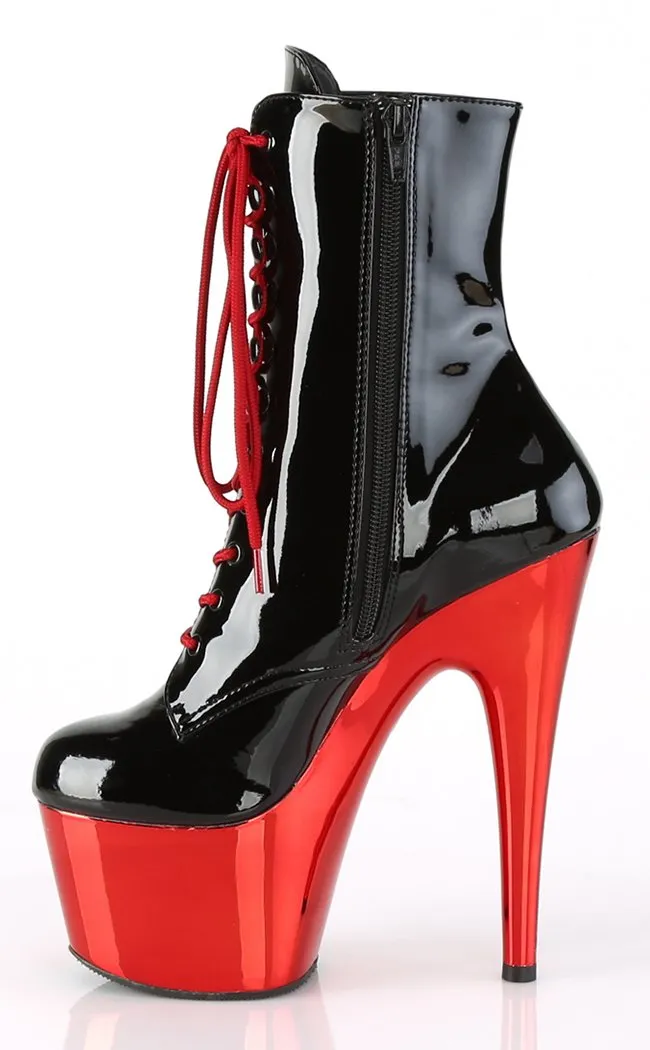 ADORE-1020 Black & Red Chrome Ankle Boots