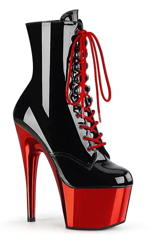 ADORE-1020 Black & Red Chrome Ankle Boots