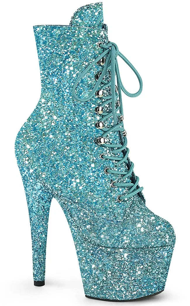 ADORE-1020GWR Turquoise Glitter Ankle Boots