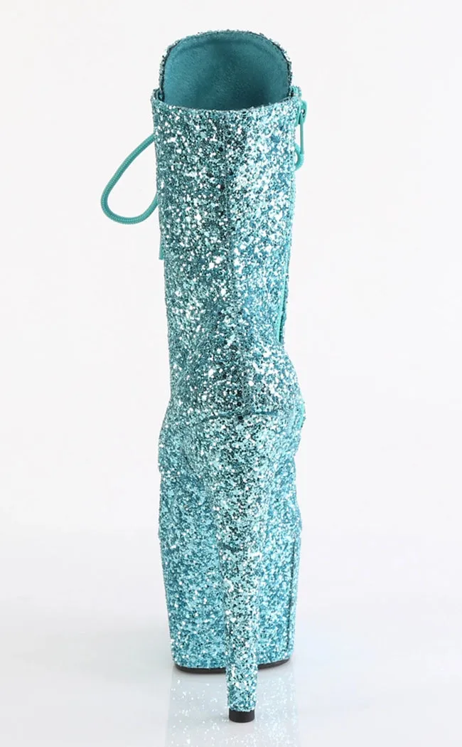 ADORE-1020GWR Turquoise Glitter Ankle Boots