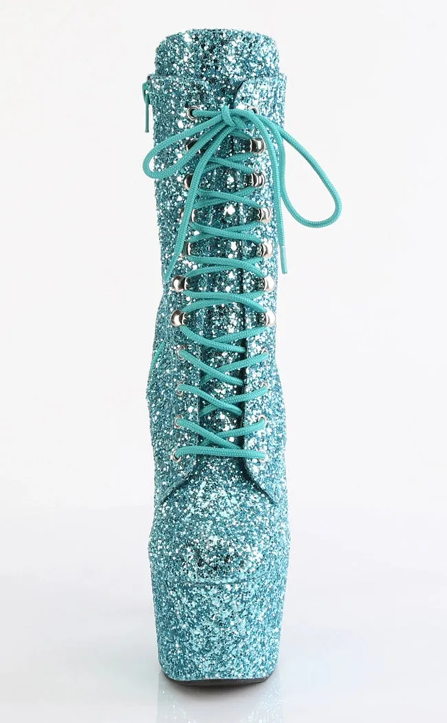 ADORE-1020GWR Turquoise Glitter Ankle Boots