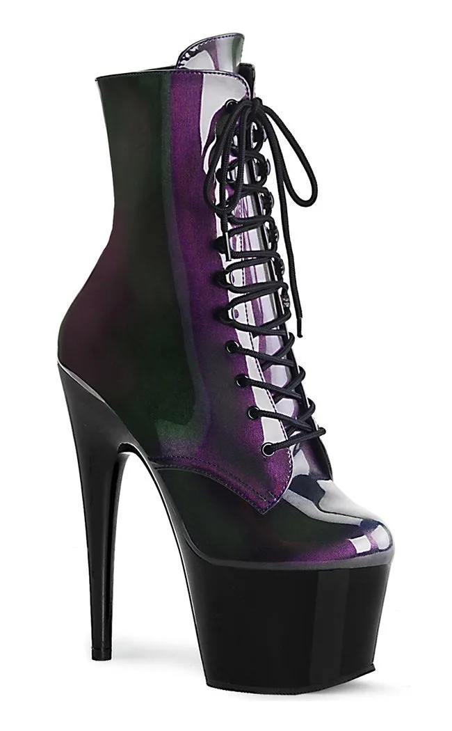 ADORE-1020SHG Purple & Olive Hologram Ankle Boots (AU Stock)