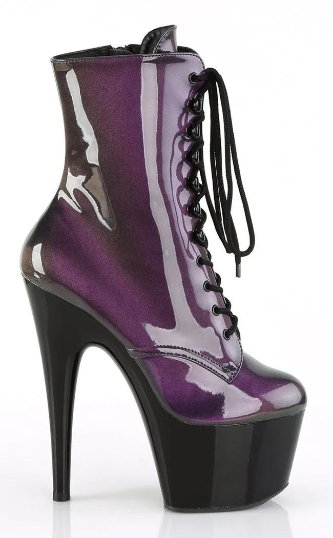 ADORE-1020SHG Purple & Olive Hologram Ankle Boots (AU Stock)