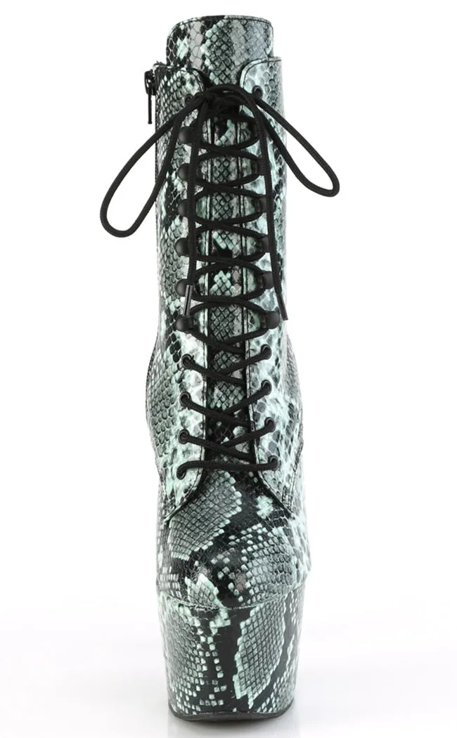 ADORE-1020SPWR Mint Snake Print Ankle Boots