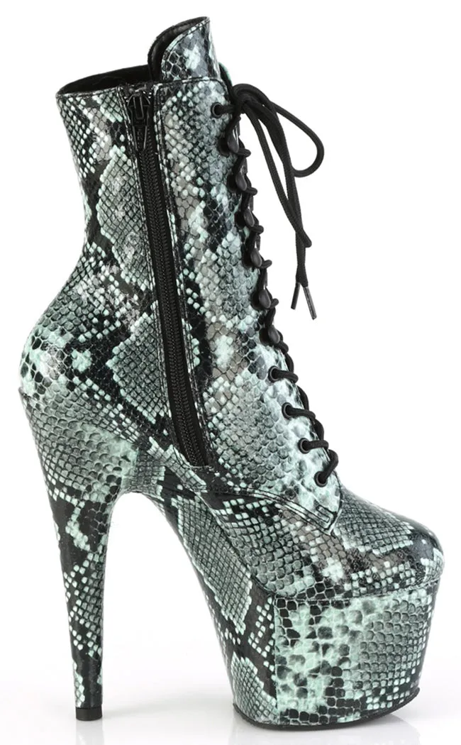 ADORE-1020SPWR Mint Snake Print Ankle Boots