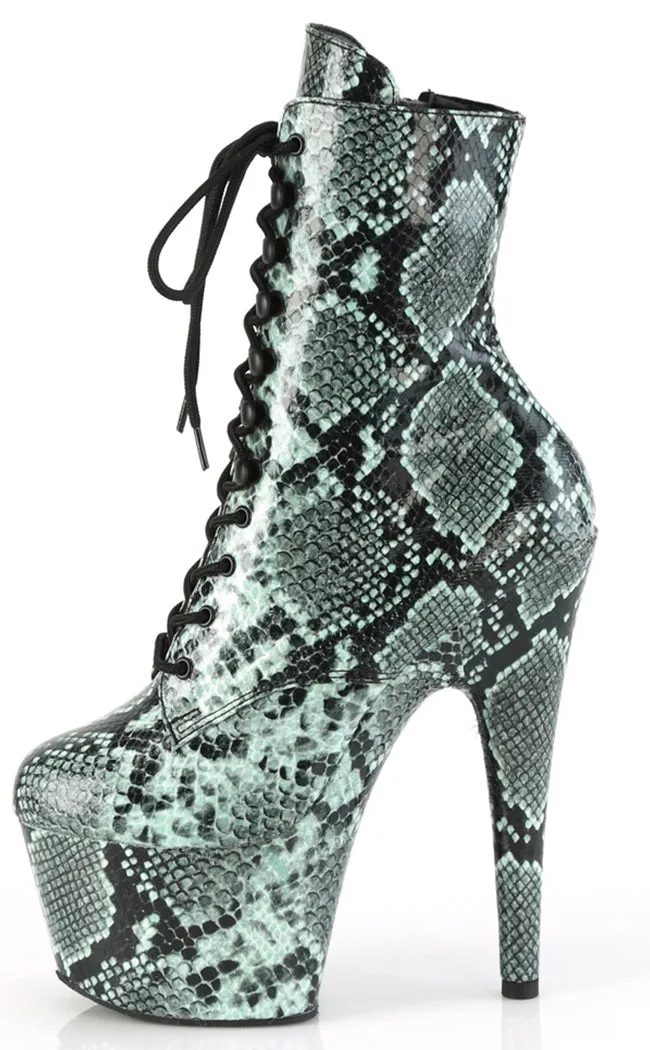 ADORE-1020SPWR Mint Snake Print Ankle Boots