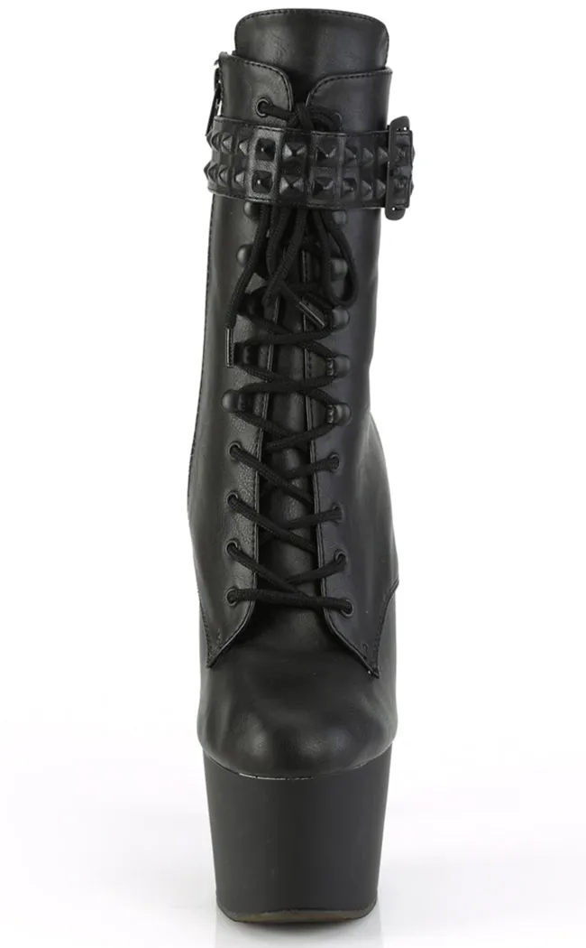 ADORE-1020STR Black Vegan Leather Boots