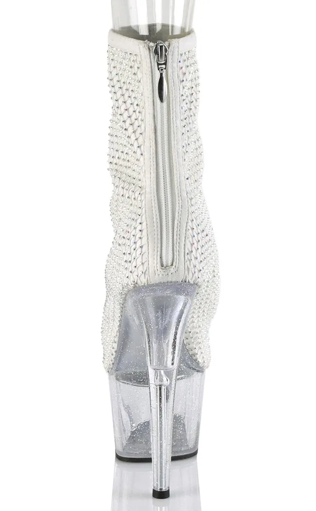 ADORE-1031 UV White Glitter Mesh Booties