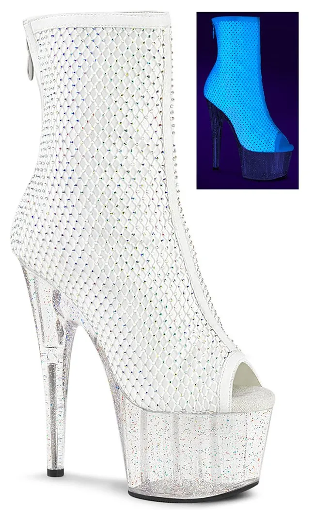 ADORE-1031 UV White Glitter Mesh Booties