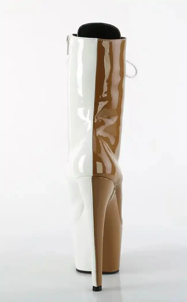 ADORE-1040TT Taupe & White Patent Boots