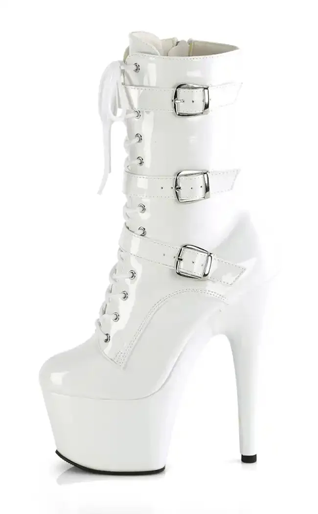 ADORE-1043 White Patent Ankle Boots