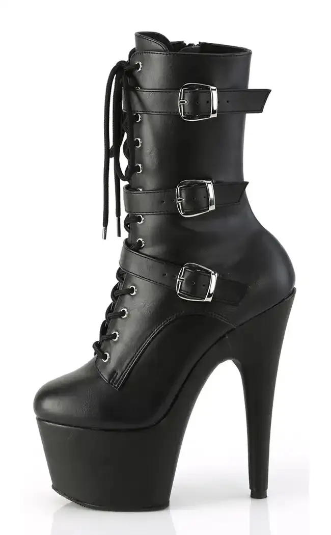 ADORE-1046 Black Vegan Leather Ankle Boots