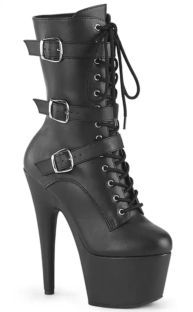 ADORE-1046 Black Vegan Leather Ankle Boots