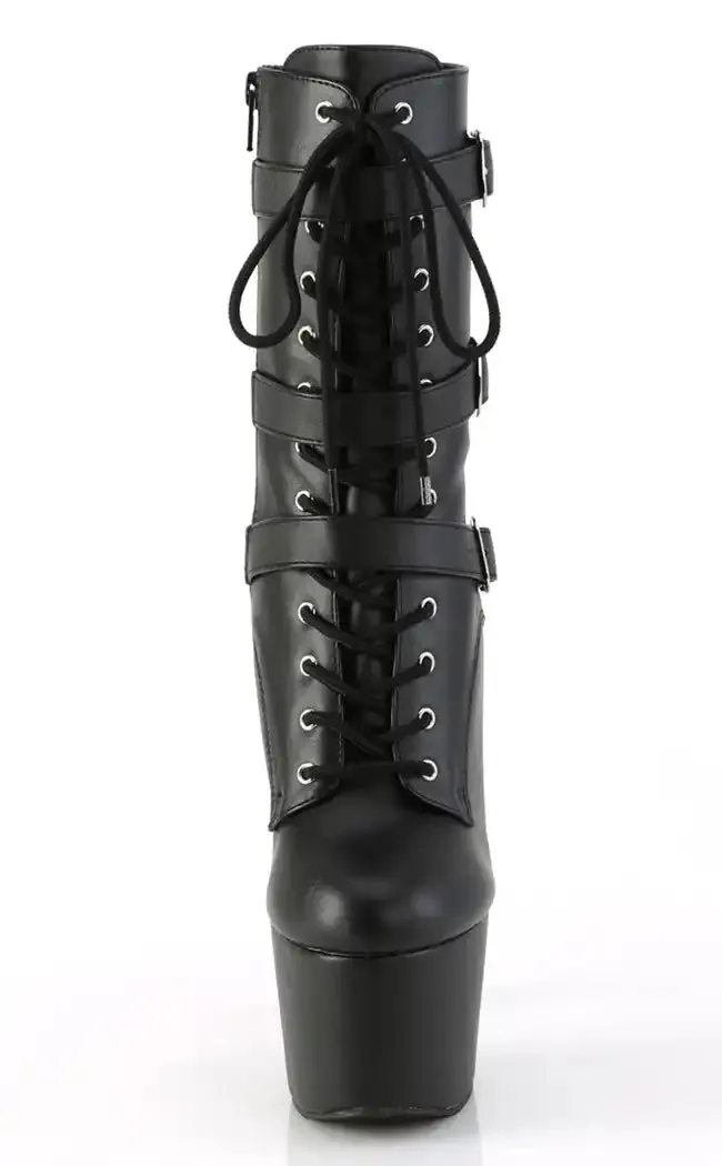 ADORE-1046 Black Vegan Leather Ankle Boots