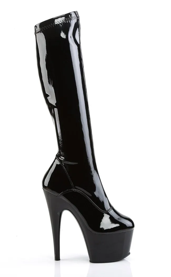 ADORE-2000 Black Patent Knee Boots