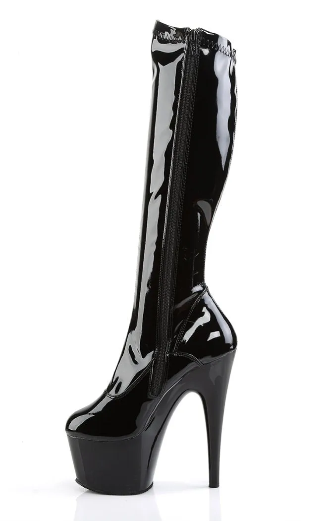 ADORE-2000 Black Patent Knee Boots