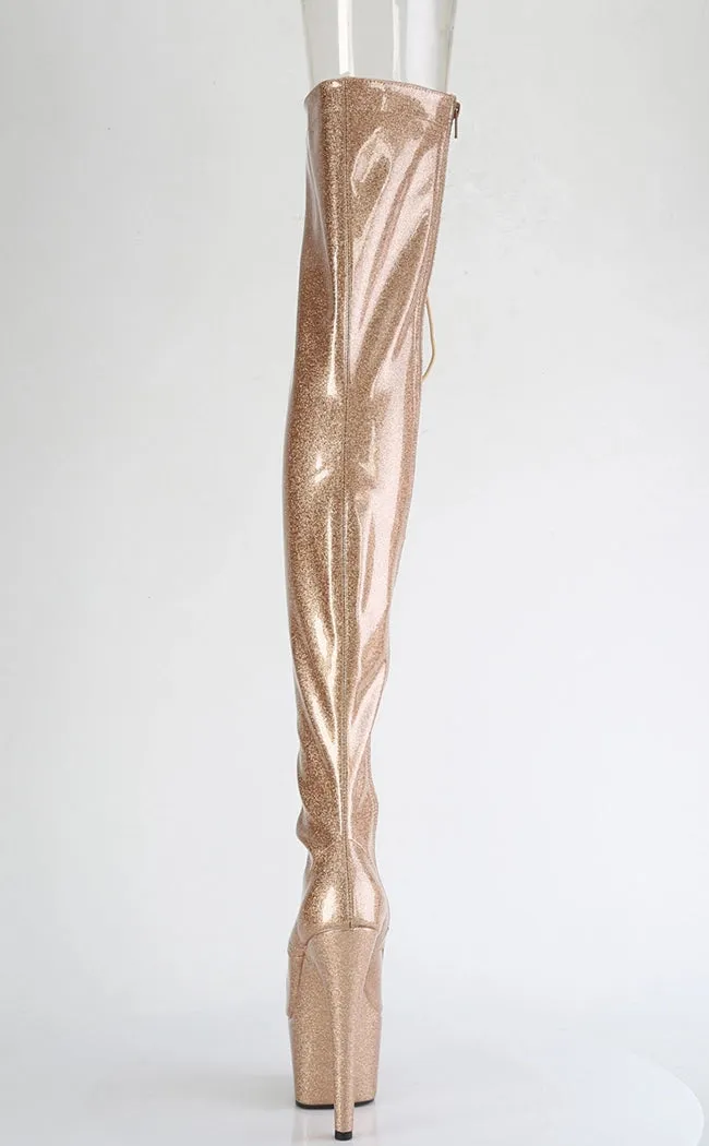 ADORE-3021GP Gold Glitter Patent Thigh High Boots