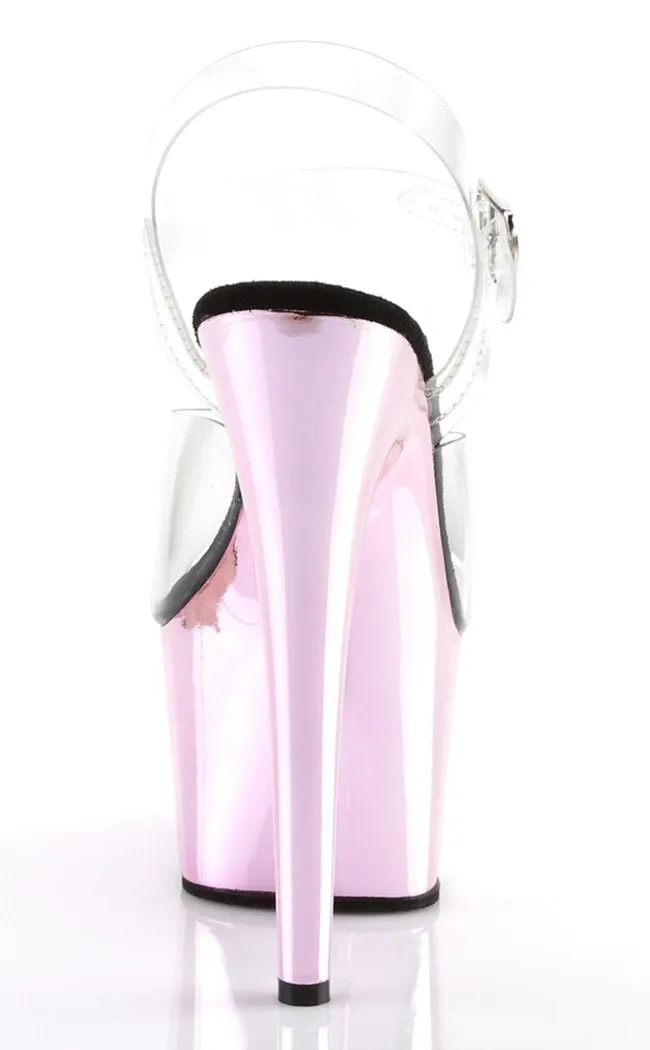 ADORE-708 Clear & Baby Pink Chrome Platform Heels