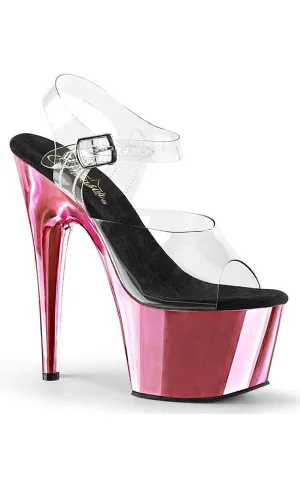 ADORE-708 Clear & Baby Pink Chrome Platform Heels