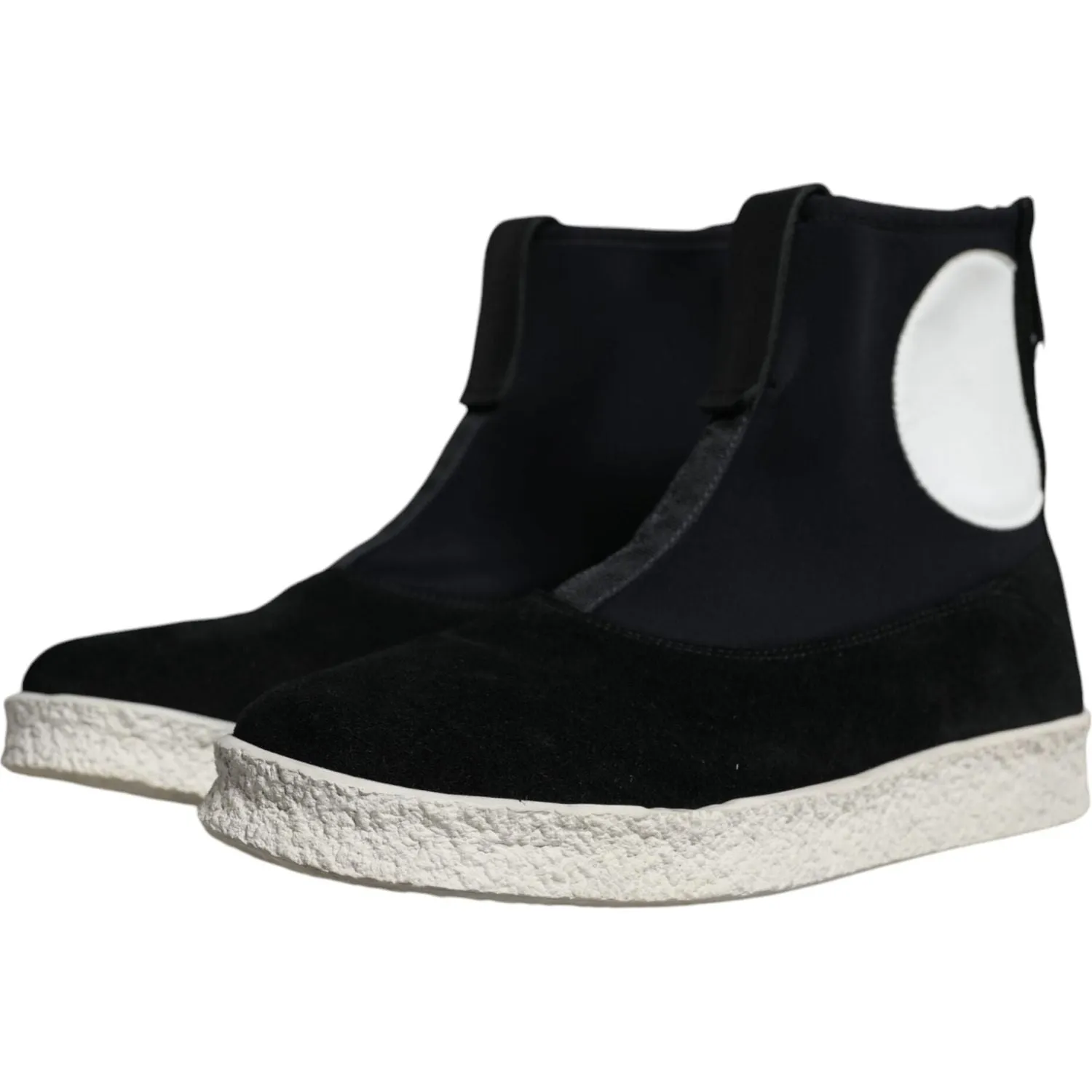 Alexander McQueen Black White Neoprene Takeshi Mid Calf Boots Shoes