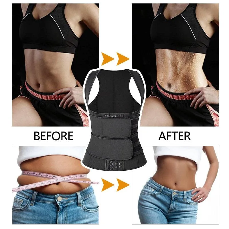 Amazing Waist Trainer Body Shaper for Women - Plus Size 2 Straps Steel Bones Workout - Sauna Trimmer Neoprene Slimming Exercise Corset Tops (FH)(FHW1)(1U31)(1U24)