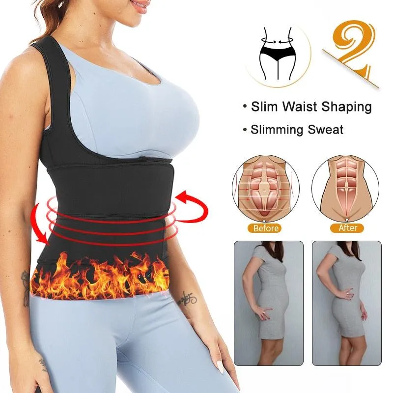 Amazing Waist Trainer Body Shaper for Women - Plus Size 2 Straps Steel Bones Workout - Sauna Trimmer Neoprene Slimming Exercise Corset Tops (FH)(FHW1)(1U31)(1U24)