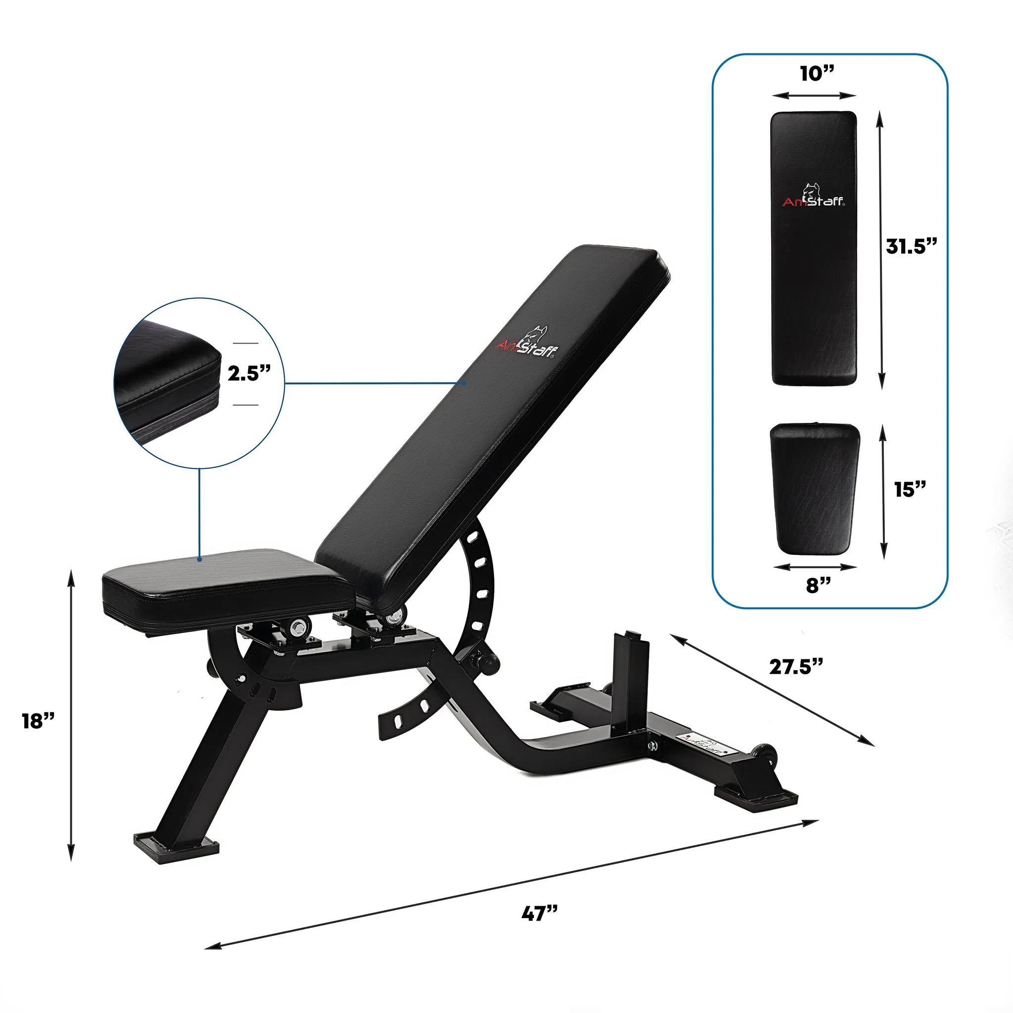 AmStaff Fitness TS010E Commercial Series Bench - Black