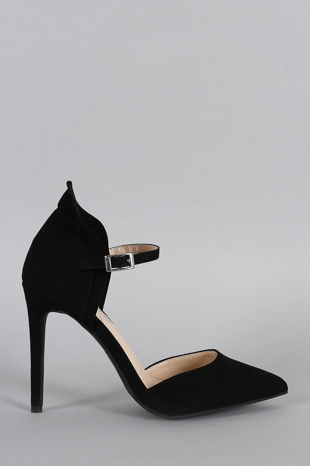 Anne Michelle Suede Ruffle Mary Jane Pump