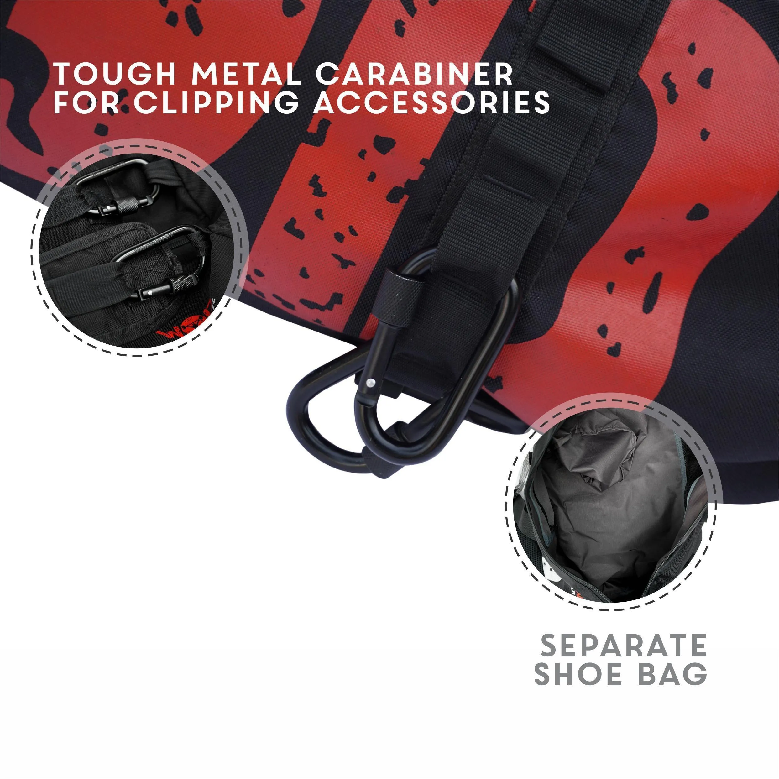 Armour Gym and Travel Bag with carabiner