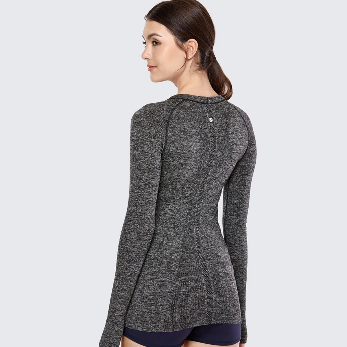 Athletic Long Sleeves Breathable Seamless Ash Workout Top